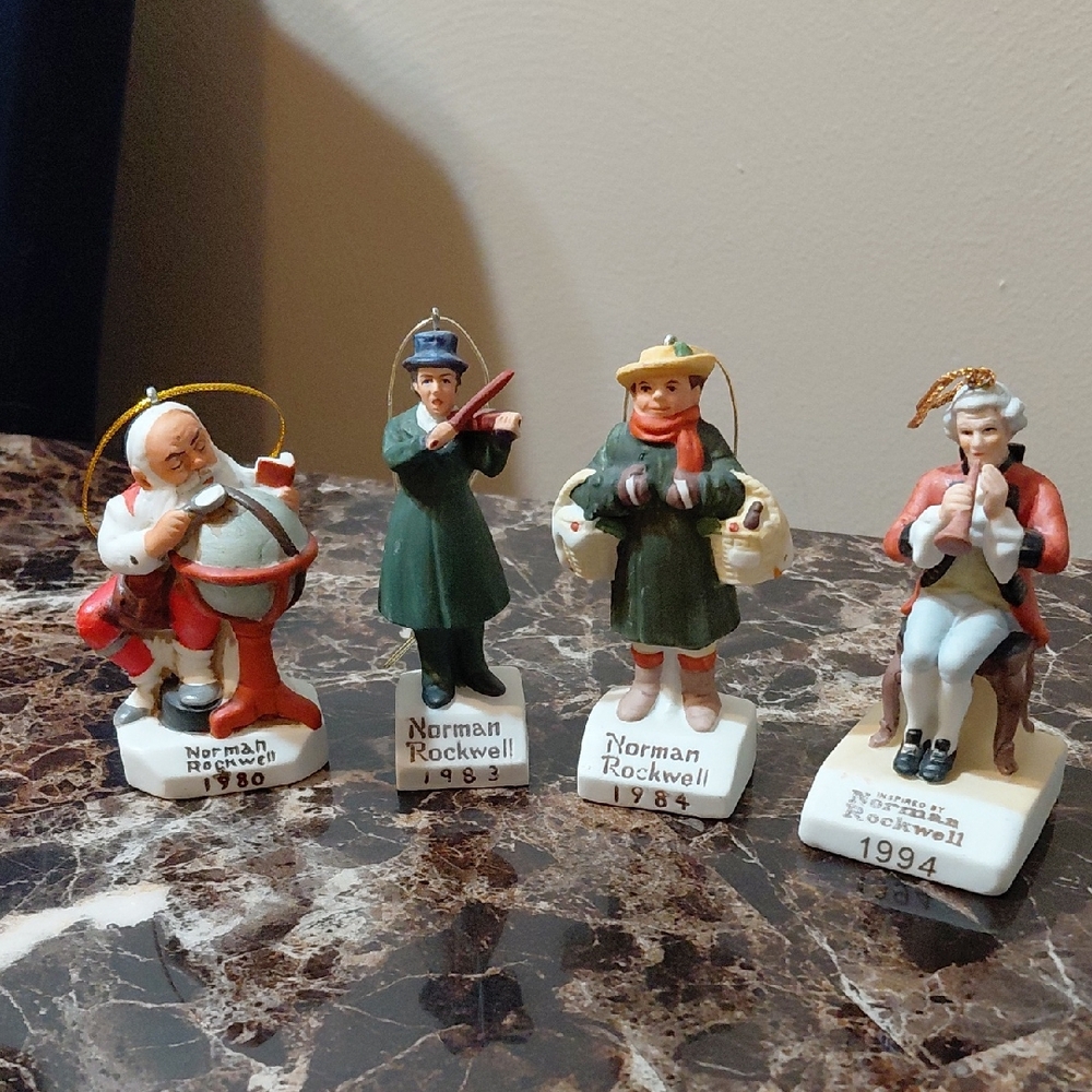 Lot of 4 Vintage Norman Rockwell Saturday Evening Post Christmas Ornaments